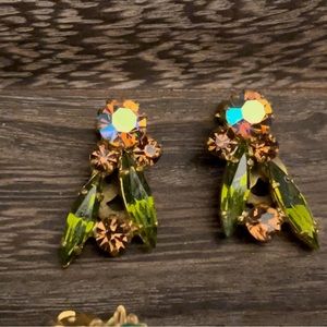 Delicate True Vintage Earrings Kiwi Marquis Stones Gilden Mermaid Gems Sparkle!